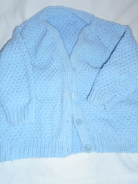 Baby Blue Sweater 6 months $10. -  hand-knit