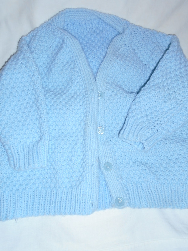 Baby Blue Sweater 6 months $10. -  hand-knit in Clothing - 3-6 Months in Thunder Bay