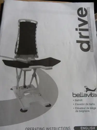 Drive Medical Bellavita bath lift chair, purchased in 2022, used very little $300. or BO A must have...