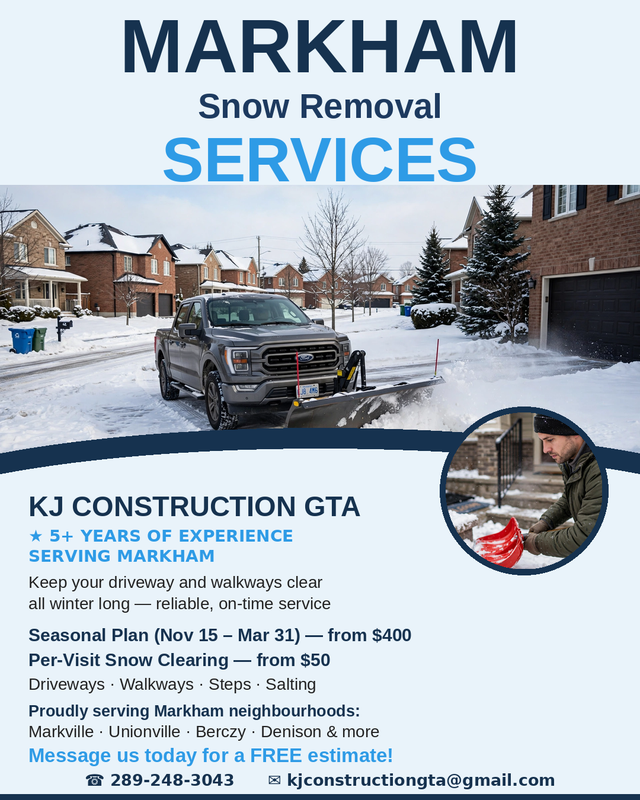 Markham Snow Removal — from $50/Visit, Season from $400