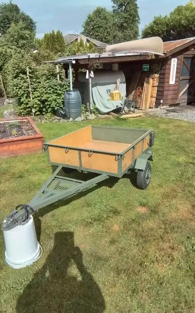 Small light weight utility trailer. Newly built. Great to use for hauling camping supplies. Weighs a...