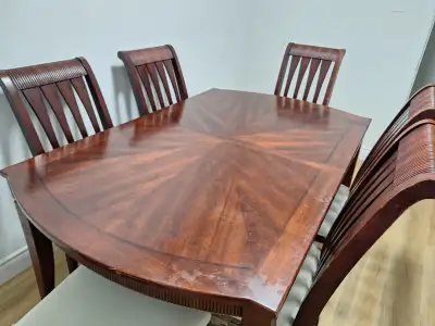 Wood dining table with 6 chairs set, View more