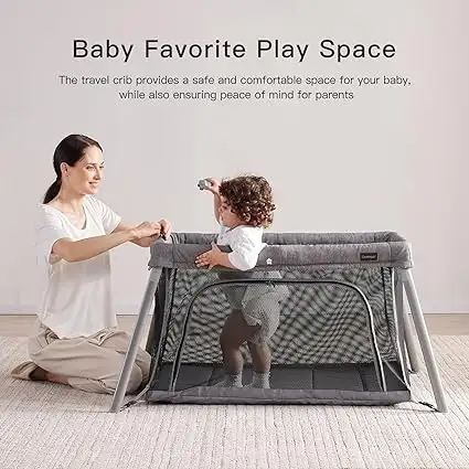 Gromast Travel Crib for Toddler, 2 in 1 Portable Crib for Baby p in Cribs in Mississauga / Peel Region - Image 3
