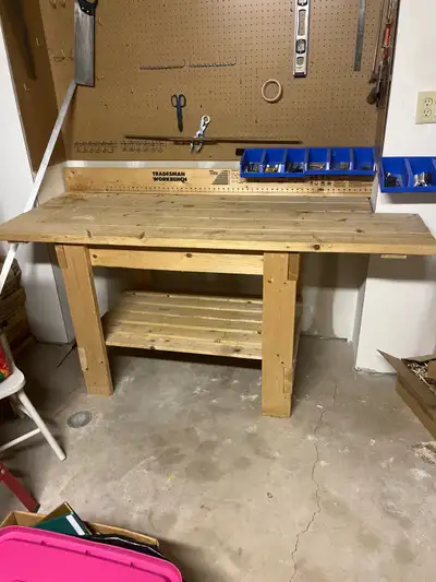 Tradesman workbench 72” front 64 back width x 30” deep by 36”, View more