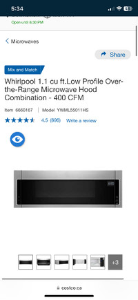 Whirlpool Low Profile Over-the-Range Microwave Hood Combo
