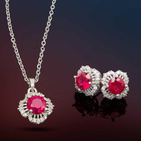 Ruby Red Necklace and Earrings