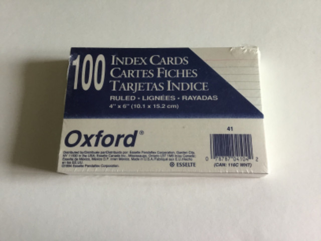 Index cards Globe-Weis,Oxford,scellés,neufs dans Autre  à Ville de Montréal - Image 2