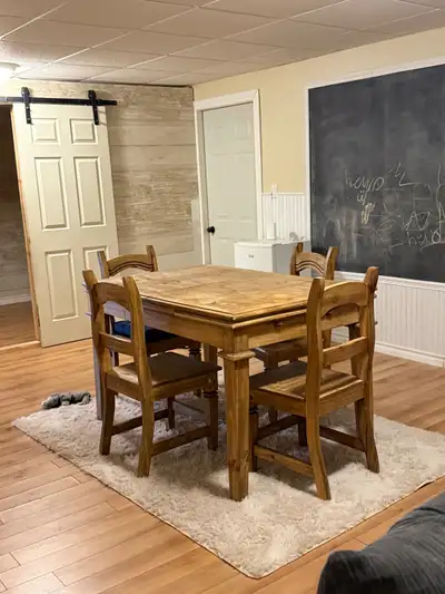Dining table and chairs, View more