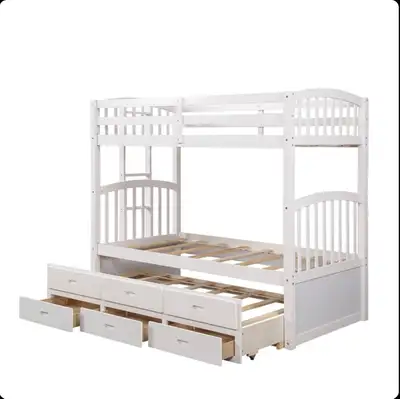 White Reversible Bunk Bed w/ Trundle & Storage (Twin/Twin), View more