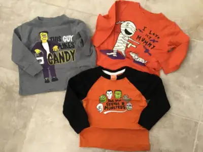 3 HALLOWEEN SIZE 2T LONG SLEEVE SHIRTS, View more