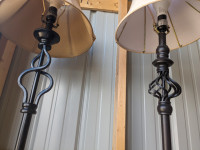 2x 60" tall stand up lights with shades, plugs into 120v outlet.