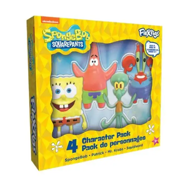 Flexfigs Spongebob Squarepants 4 Pack Box Set Bendable Figures