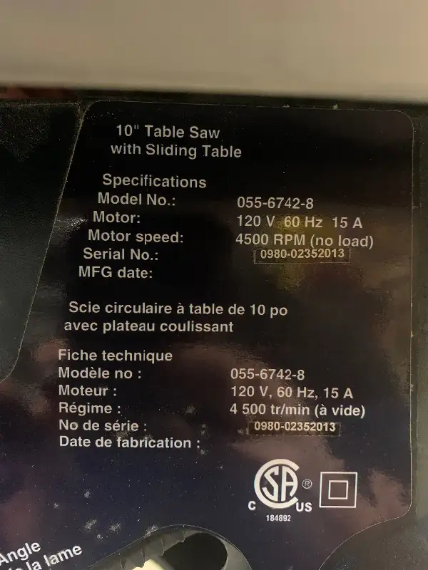 10 inch Mastercraft Table Saw In Excellent Condition in Power Tools in Red Deer - Image 10