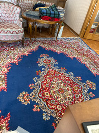 Vintage Persian Rug Carpet Hand Knotted Royal Blue Kirman 10x12