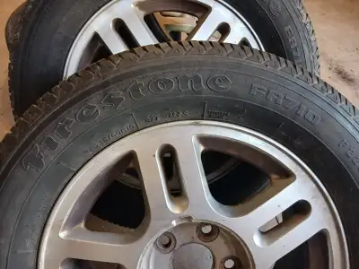 Firestone tires 225 60R16 on Ford 5 bolt aluminum rims 5x114.3mm (5x4.5")