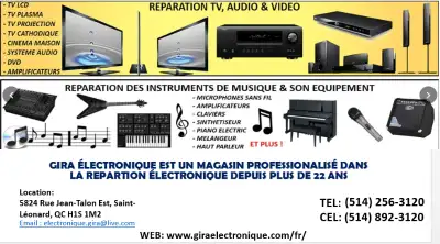 REPARATION TV REPAIR TV SONY PANASONIC HISENSE RCA SAMSUNG SHARP, View more