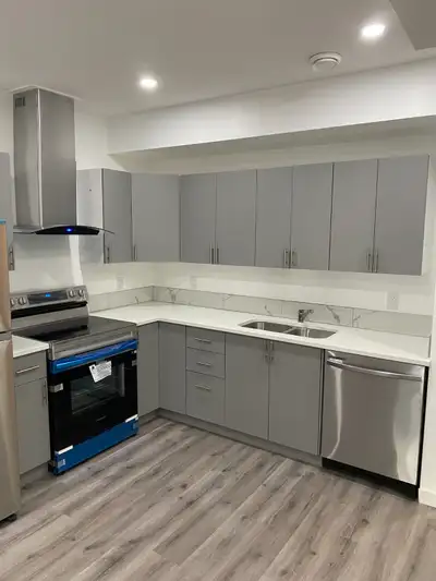 Newly built two bedrooms legal basement with large closets, private kitchen and a full bathroom avai...