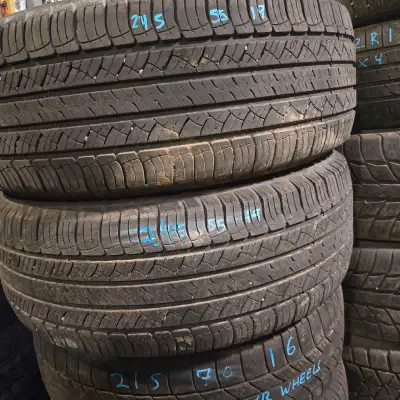 Picture 1) 245/55R19 Michelin Latitude Tour Pair 2 85% Tread All Season Tires $140 / Pair Picture 2)...