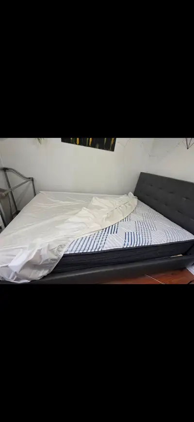 Year old double mattress with bed frame., View more