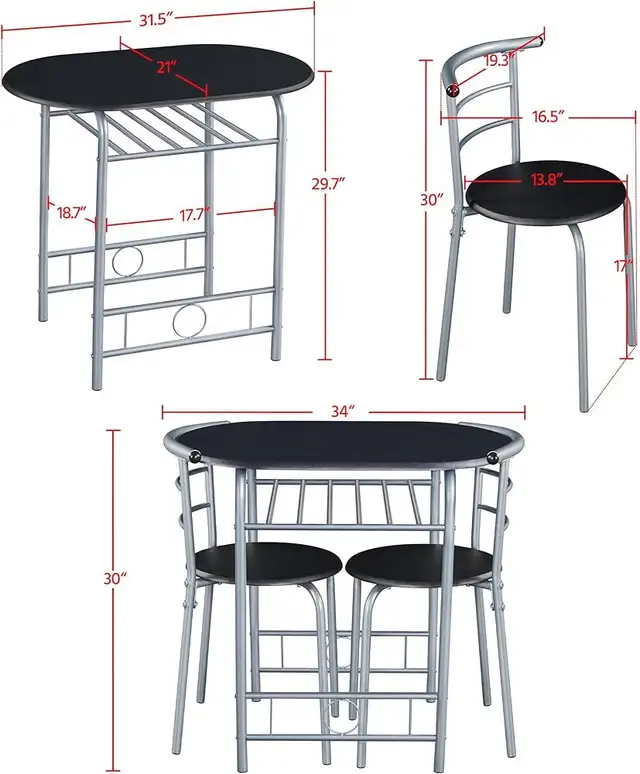 3pc small Dining Room Table Set, Kitchen Table & Chair Sets in Dining Tables & Sets in Markham / York Region - Image 7