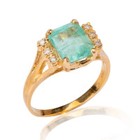 10K Gold & Diamond Columbian Emerald Ring