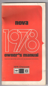 1978 Chevrolet Nova OWNER MANUAL ORIGINAL MINT