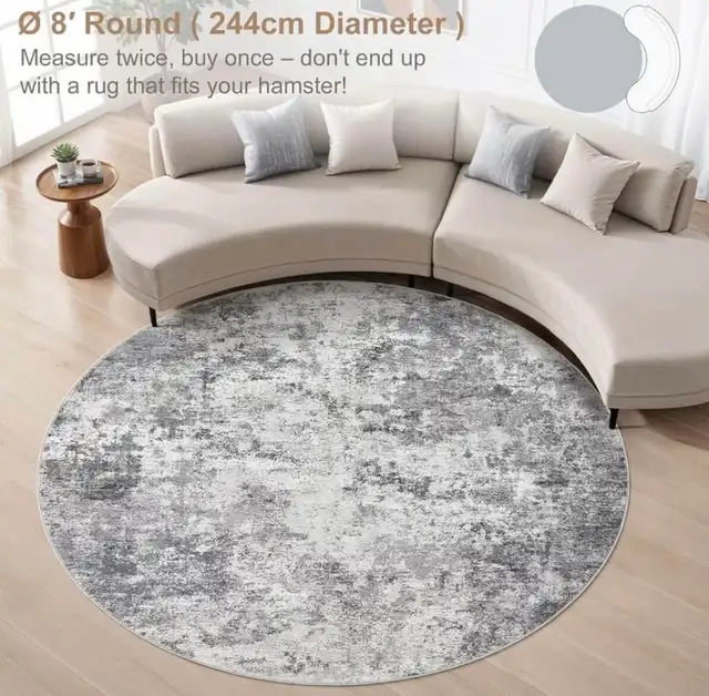 UERMEI 8ft Round Area Rug Living Room Rugs - 8x8Washable Large  in Rugs, Carpets & Runners in Hamilton - Image 4