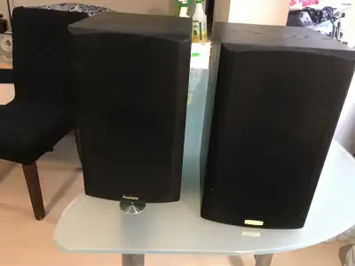 PARADIGM TITANS Book Shelf Speakers In need of some TLC. Low Frequency Drivers need to be buried/rep...