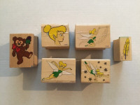 Disney Tinkerbell craft wooden/rubber Stamp set of 6