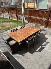 Teak patio table and chairs
