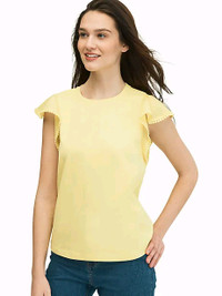 New Kate Spade Yellow Flutter Sleeve Top