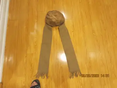 Genuine fur women hat with a scarf, View more