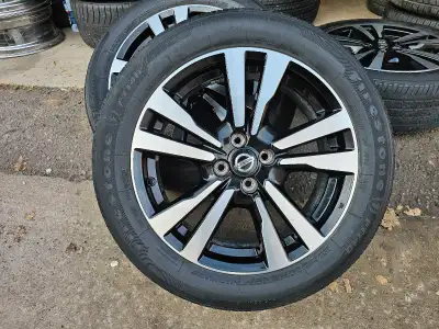 Set of 4 original 17 inches Nissan kicks rims with Firestone all season tires on them 205/55/R17. Ri...