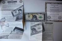 1980's Original Million Dollar Bill + Certificate VIEW OTHER ADS