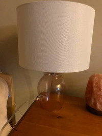 Textured Glass Table Lamp, rose coloured glass $55, like new16”