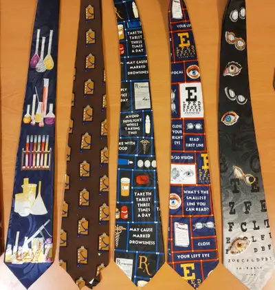 Teacher's conversational neck ties, Caduceus symbols, Staff of Hermes, Optometrist, Pharmacist, Law,...