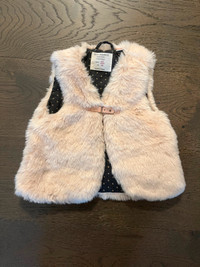 Zara baby pink toddlers fur vest sz 2/3 brand new retail $115