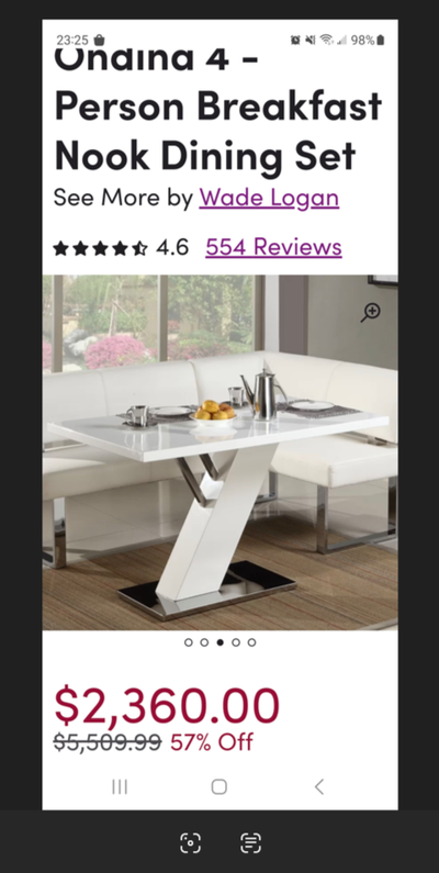 Ondina 4-Person Breakfast Nook Dining Set, View more