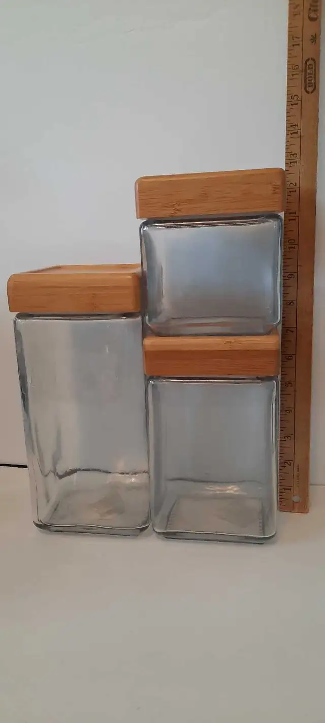 Anchor Hocking Glass Canister Set with Bamboo Lids
