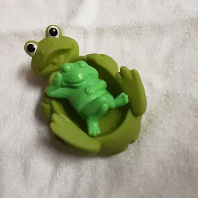 1993 euro industries green frog soap dish and scrub nail brush, View more