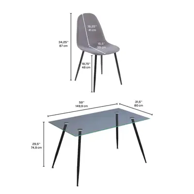 table à manger avec 4 chaises (glass table with 4 chairs ), View more