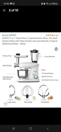 KUPPET 3 in 1 Stand Mixer -Meat Grinder, Juice Blender, Food Mix