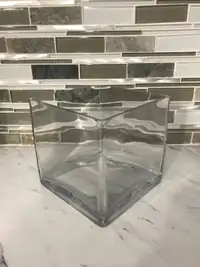 Large glass cube vase