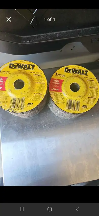 33 dewalt 1/4" x 5" x 7/8" grinding discs, View more