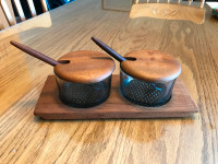 Condiment Teak Wood Glass Set - Vintage Liithje Denmark