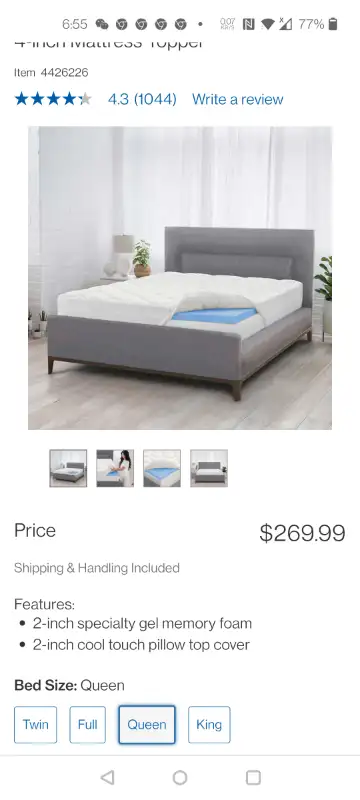 New Novaform Pillow Top Gel Memory Foam 4-inch Mattress Topper., View more