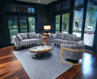 Victory Gold Design Grey Velvet 3pcs Sofa Set price drop 