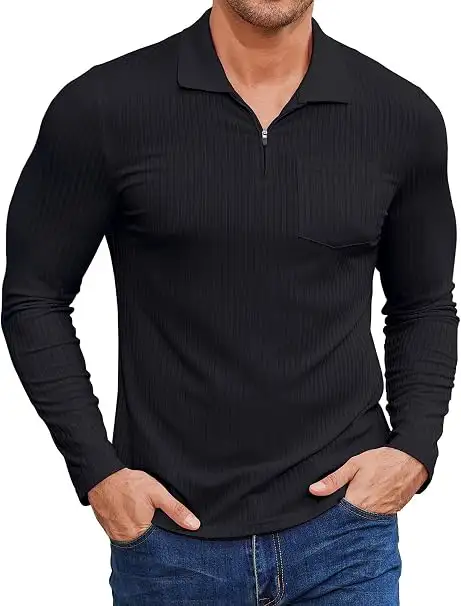 Men's Polo Shirt, Small Size, Slim Fit, Long Sleeve