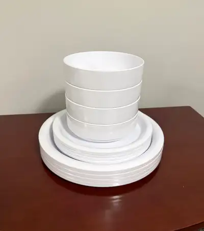 Chicago Ingrid Ltd Melamine Plates and Bowls - White Set of 12, View more