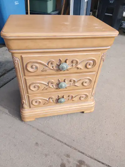 Old World Style Heavy 3 Drawer Wooden Night Stand Side Table, View more
